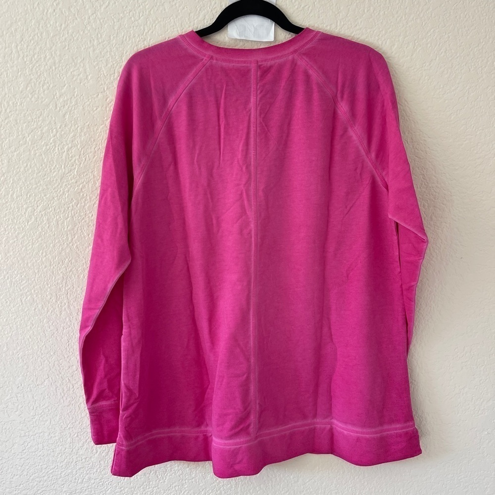 0302 - Women’s L French Terry Top Fuchsia - Picture 4 of 5